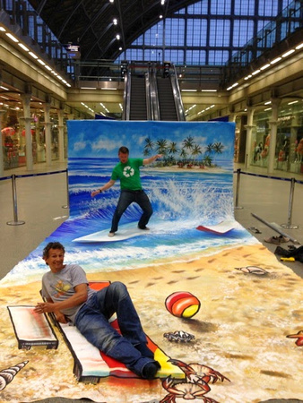 Surfing-in-the-Sea-3D-Mall-Art-Optical-Illusion