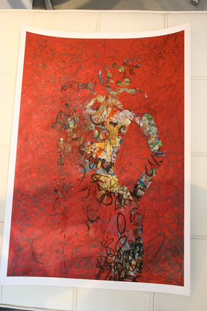 Graffitti girl red, 13" x 20" print on paper