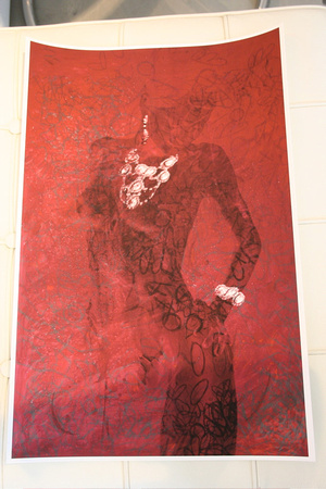 Bling red, 13" x 20" print on paper