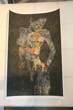 Graffitti girl standing, 13" x 20" print on paper